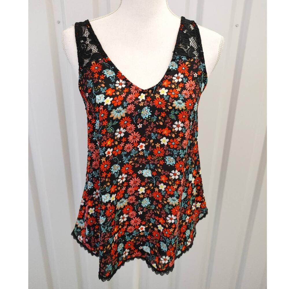 Belle Du Jour Sleeveless Tank Lace Floral Medium